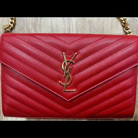 Saint Laurent Handbags - Saint Laurent Large Grain de Poudre Wallet on Chain